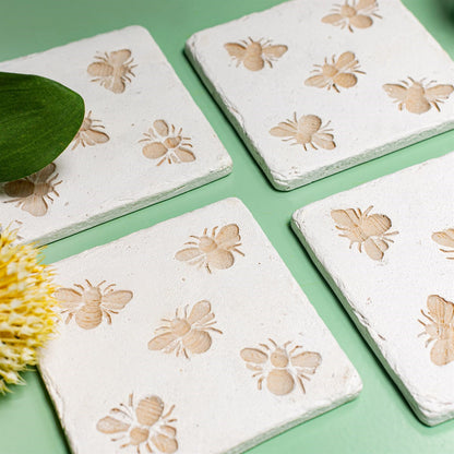 Bee Imprint Coasters - Set of 4