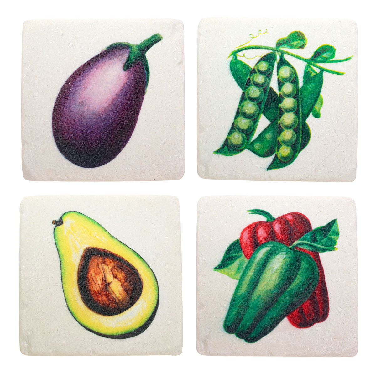 Vintage Vegetable Coasters - Set of 4