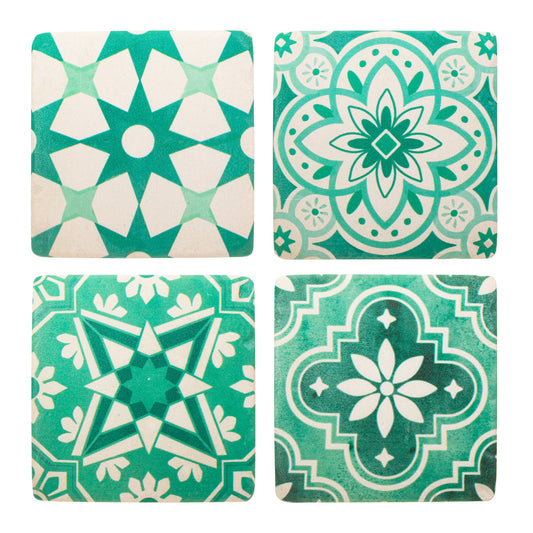 Green Tile Coasters - Set of 4