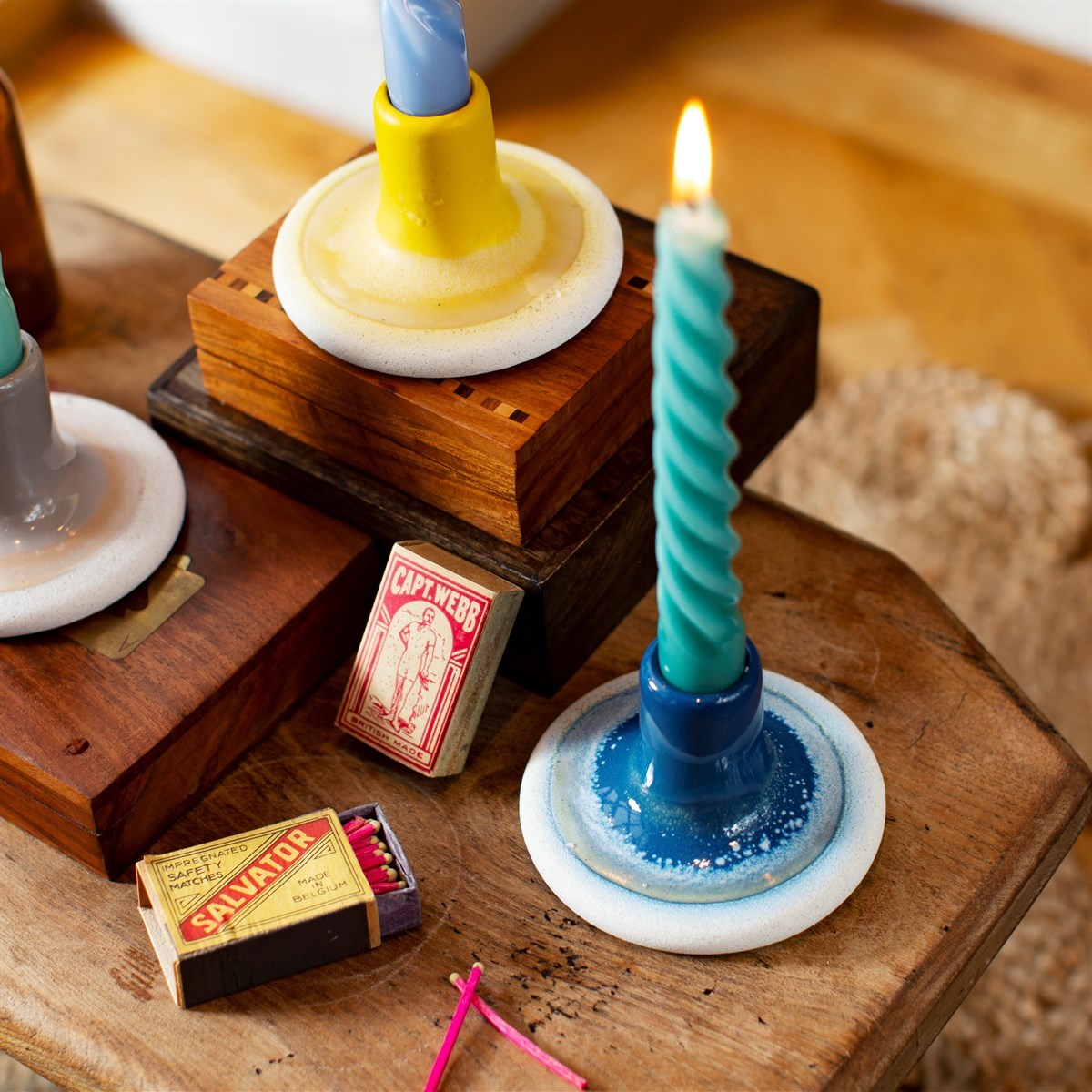 Mojave Glaze  Blue Candle Holder