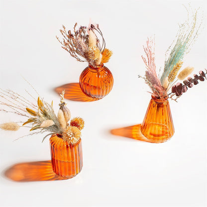 Amber Glass Bud Vases - Set of 3