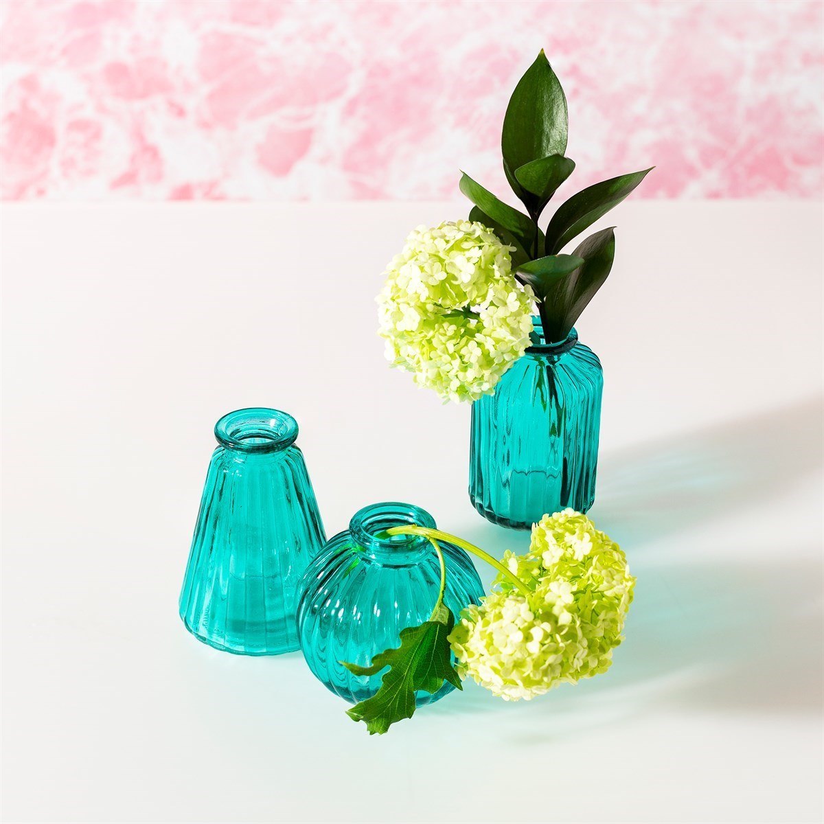 Turquoise Glass Bud Vases -  Set of 3