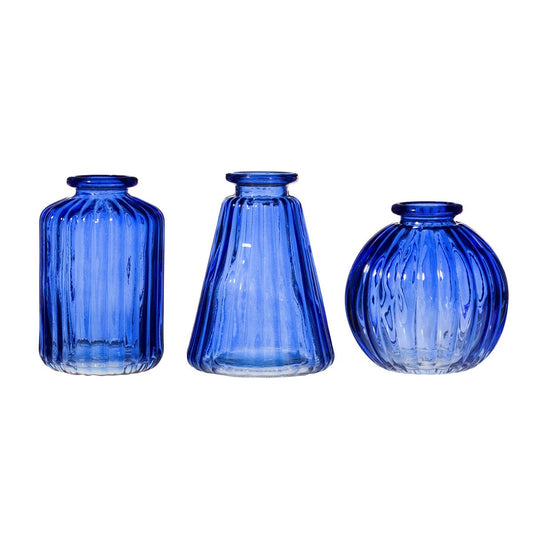 Cobalt Blue Glass Bud Vases -  Set of 3