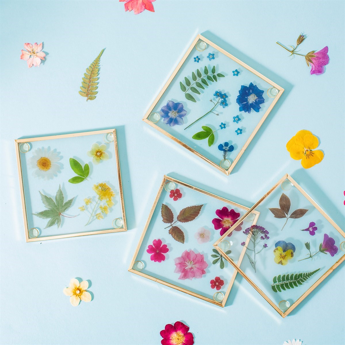 Flower Print Glass Coasters