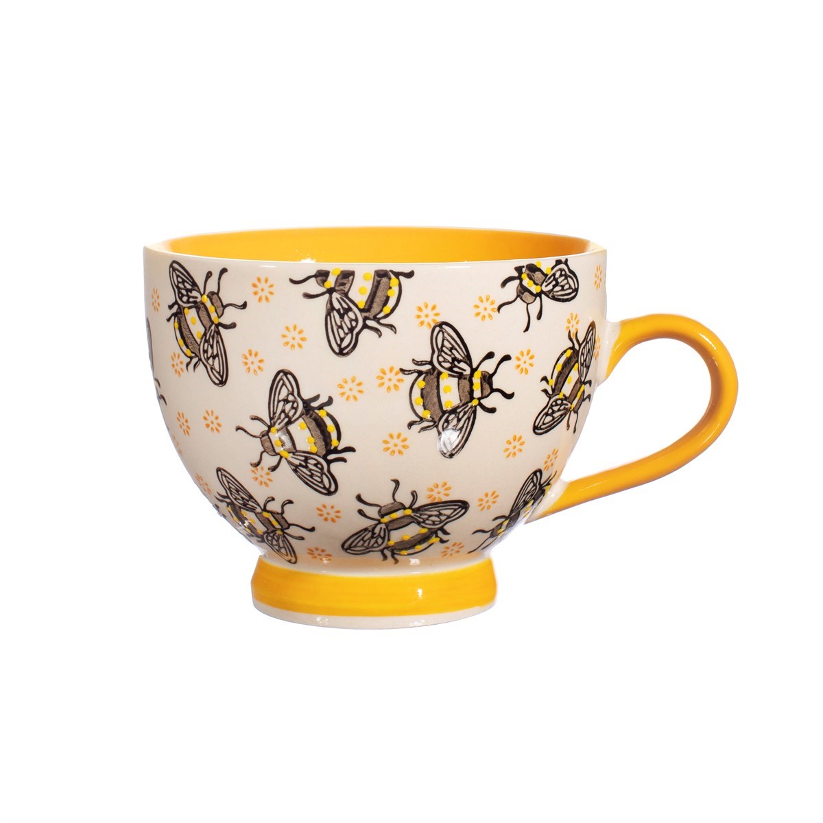 Busy Bees Stamped Yellow Mug