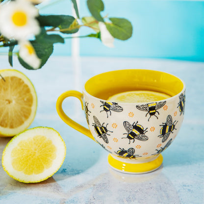 Busy Bees Stamped Yellow Mug