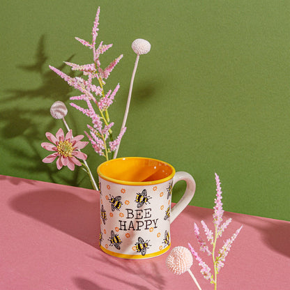 Bee Happy Yellow Mug