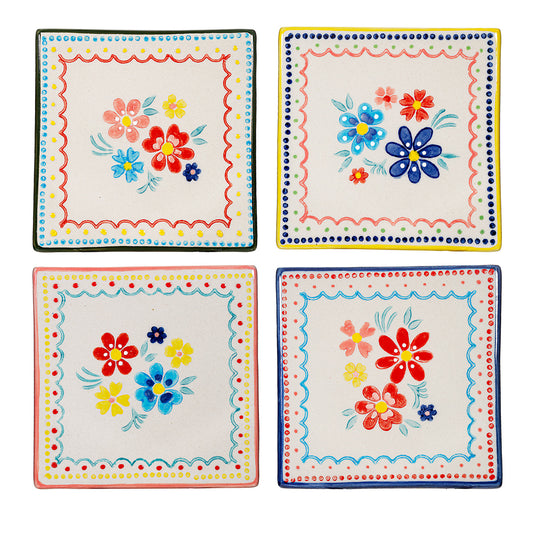 Folk Floral Coasters - Set of 4