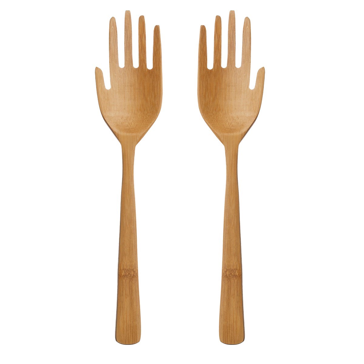 Hands Bamboo Salad Servers