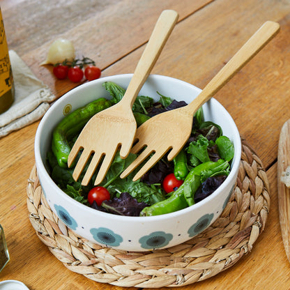 Hands Bamboo Salad Servers