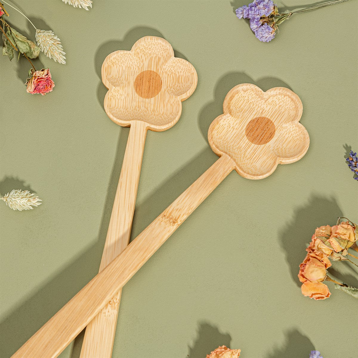 Flower Bamboo Salad Servers