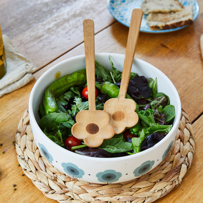 Flower Bamboo Salad Servers