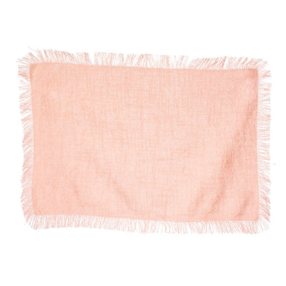 Pink Stonewash Placemats with Fringed Edge - Set of 2