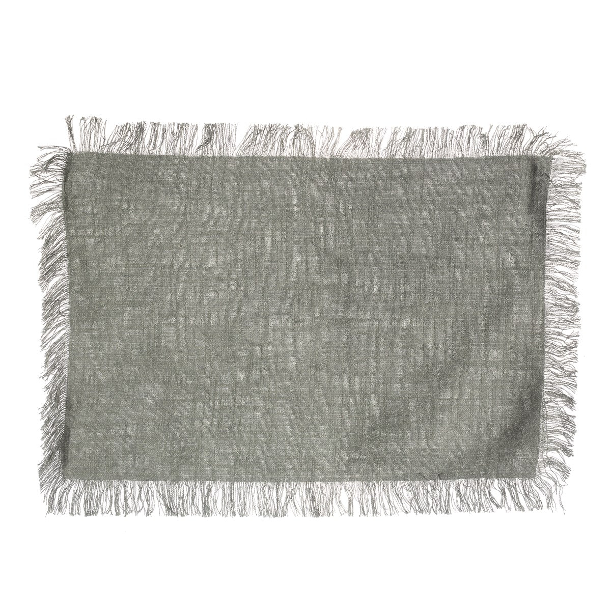 Grey Stonewash Placemats with Fringed Edge - Set of 2