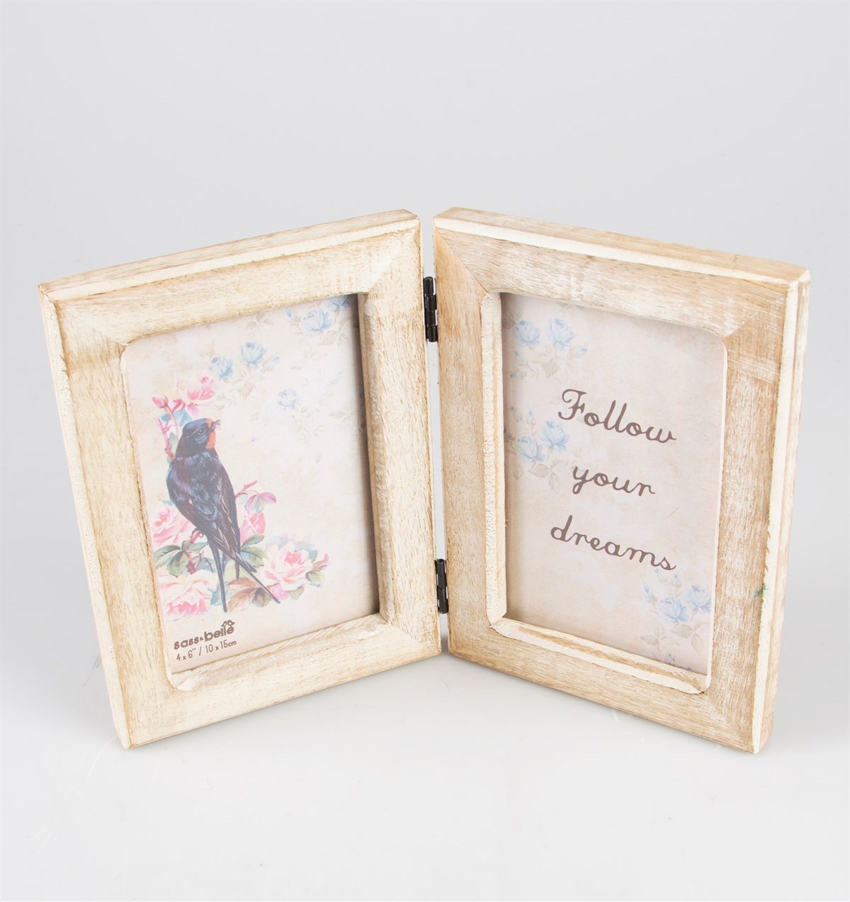 Double White Wood Photo Frame