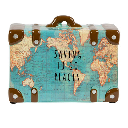 Saving to Go Places Vintage Map Money Bank