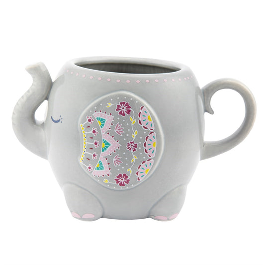 Mandala Elephant Grey Mug