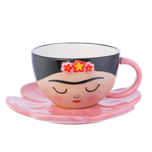 Frida Cup and Flower Saucer Set