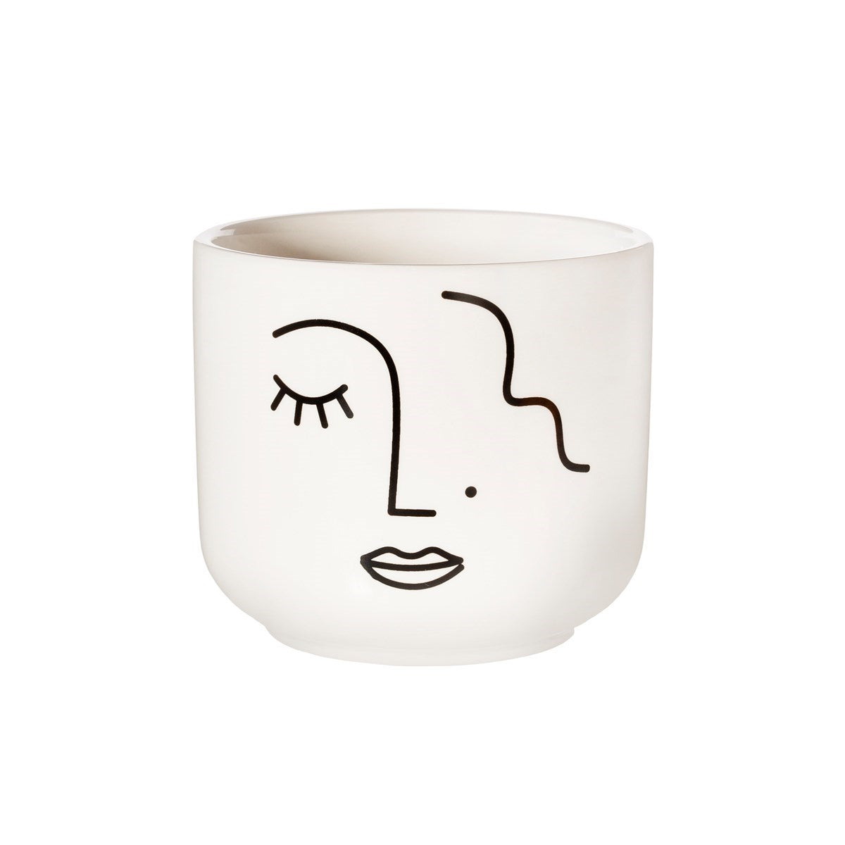 Abstract Face White Large Planter