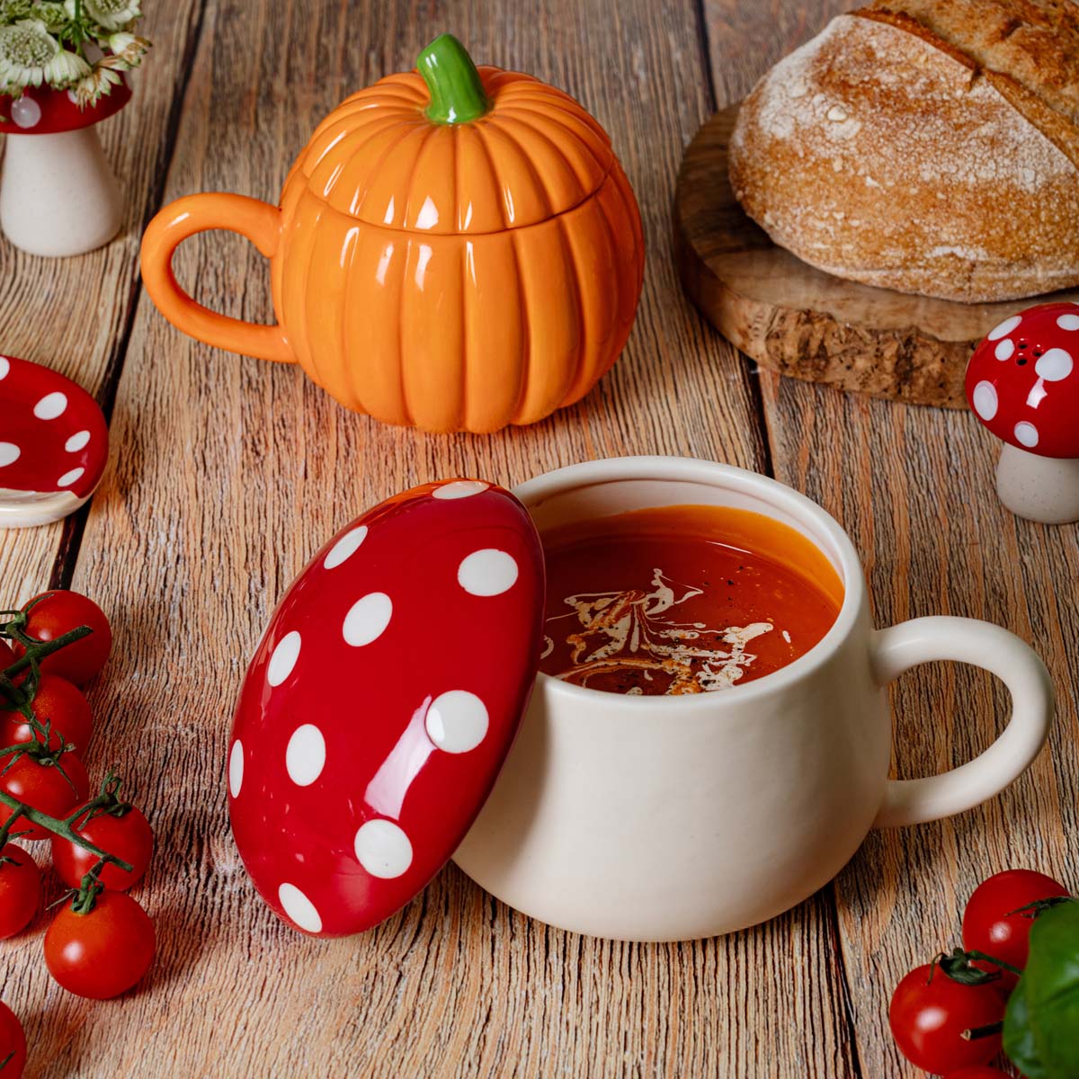 Mushroom Soup Bowl with Lid