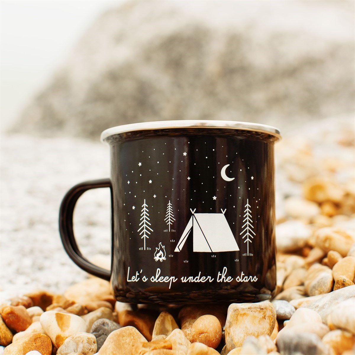 Under the Stars Enamel Mug Black