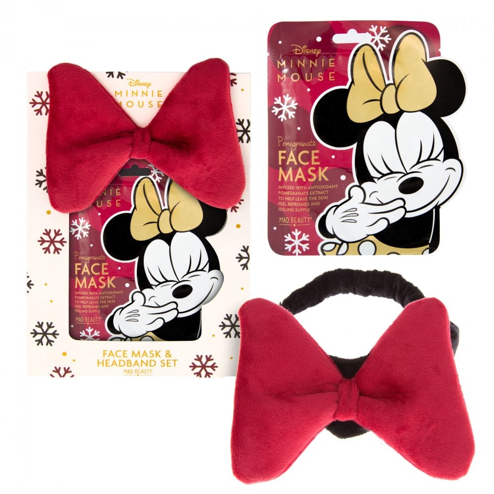 Minnie Burgundy Face Mask & Headband Set